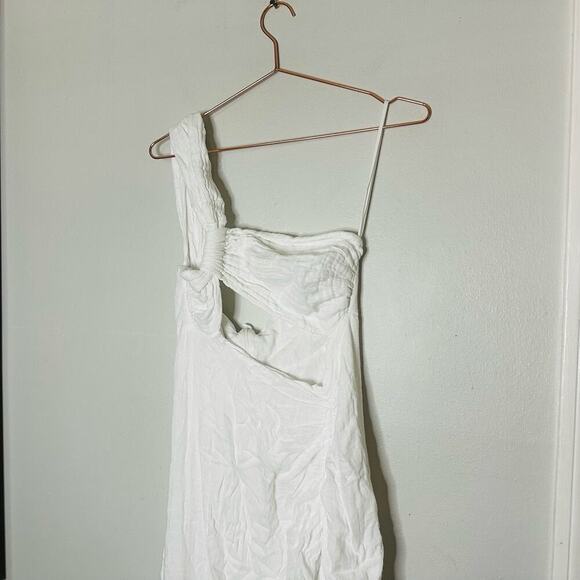 JUST BEE QUEEN White Cutout One Shoulder Cotton High Slit Dress Size Extra Large - Picture 7 of 12